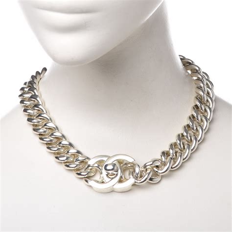 chanel choker silver|authentic Chanel necklace.